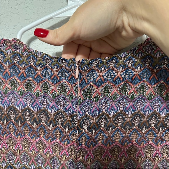 Altar'd State Multi Colored Woven Crochet Long Sleeve Lined Dress Size Small - Picture 8 of 9